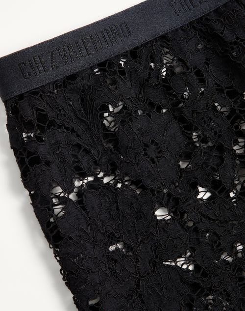 Valentino - Lace Leggings With Feathers - Black - Woman - Trousers And Shorts